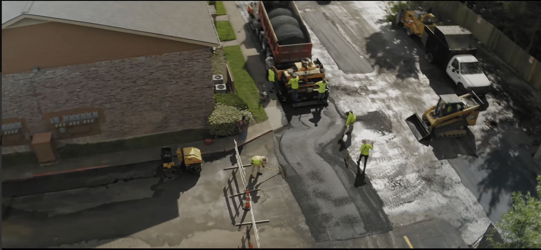 This Houston street is being paved with new asphalt by AAA Paving Team.