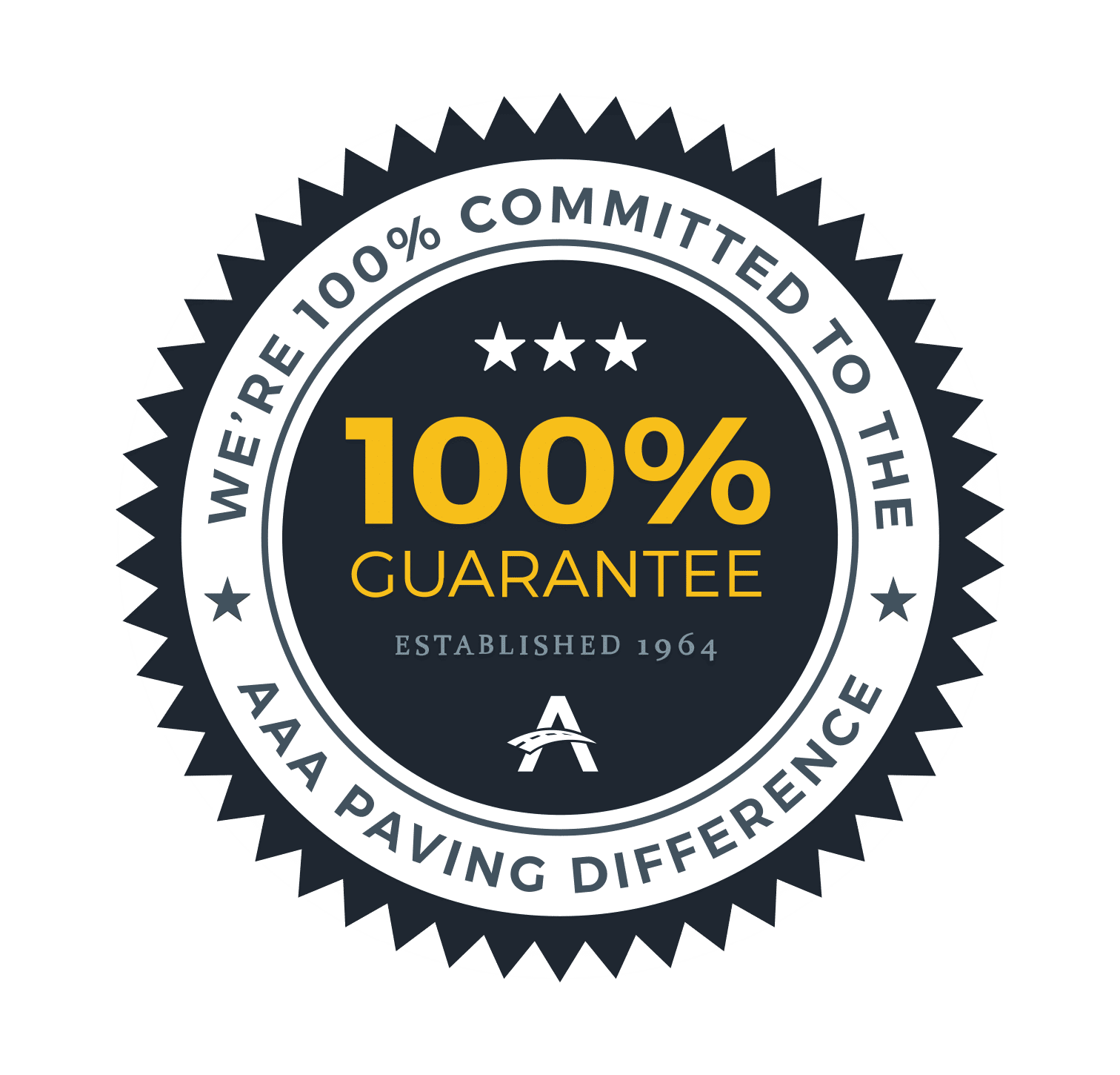 We are 100% committed guarantee | AAA Paving Established 1964